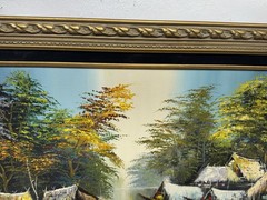 Mid Century Modern Asian Thai Impressionist Oil Painting Signed Thong Dee