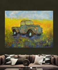 Truck Old Original Giant Canvas Painting 84”X62” (7 Foot) Abstract Modern XL
