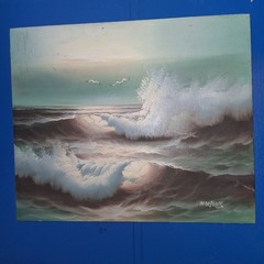 IA oil painting by Martens of the ocean in an uoroar. Its of a beautiful wave br