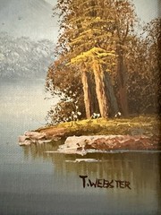 VTG Original Oil Painting on Canvas Landscape Signed T Webster 13″ x 11″ Framed