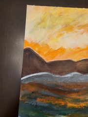 Elvi Original Landscape 9×11 painting On Heavy Paper Abstract Expressionism