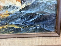 Original Preston Willis Seascape Oil Painting Ship & Seagulls 16 x 18 w/COA