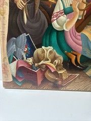 Andrei Hudiakoff Painting Wpa New York Family Mid Century Listed Famous Large