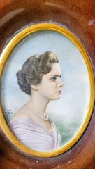 Vintage Miniature Portrait Lovely Lady Linker Studio Madrid Spain