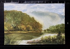 original watercolor painting 7 x 10 landscape Cottagecore Signed