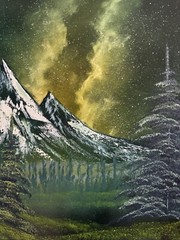 Milky Way Galaxy Mountain Original Landscape Oil Painting On Canvas 16x20in
