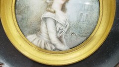 Antique Miniature Portrait of a Lady, Signed