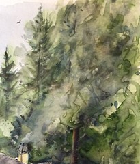 ORIGINAL Watercolor painting Twin Peaks, California 7.1/2″ X 11″