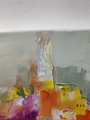 Original oil painting 8″x8″ Contemporary art, abstraction, old city