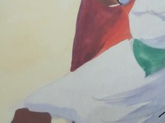 Vintage Original O.M. Casimin Jamaican 12¾“x16¼“ Folk Art Watercolor Painting
