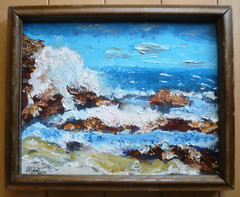 WJ ROSS, COASTAL PLEIN AIR SEASCAPE IMPRESSIONIST IMPASTO CALIFORNIA CALIF OCEAN