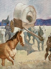 Vintage Watercolor Cowboy Painting By Dennis DJ Cashman 1970’s Settlers
