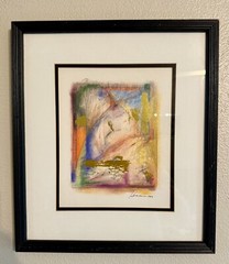 KATHRYN HENNEMAN MODERN ABSTRACT EXPRESSIONIST PAINTING WITH GOLD LEAF