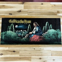 Jesus Christ Praying Black Velvet Painting Religious Folk Art MCM Framed Vintage