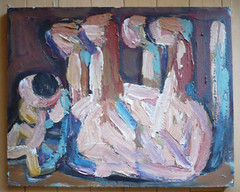 VINTAGE LATIN ? AFRICAN SCHOOL MODERN MODERNISM CHUNKY EXPRESSIONIST OIL CANVAS