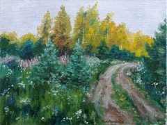 Landscape Summer Forest Original Oil Painting Board 16×12 hand painted YSArt