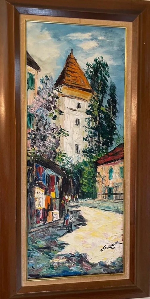 Original Oil Painting of Street Scene by Tea Sternklar Framed, In Excellent Cond