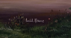 Handmade Oil Painting – Colonial Village Landscape with Mountains and Lake
