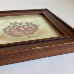 Jean Henry Folk Art Apple Basket Theorem Painting Framed 6″ Square Fall Cottage