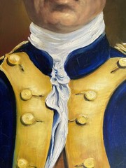 Original Oil Painting Artwork of Navy Capt. John Paul Jones Signed by Geńe Burke