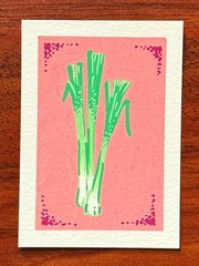 Green Onion Vegetable ACEO – Original Acrylic Painting 2.5” x 3.5”