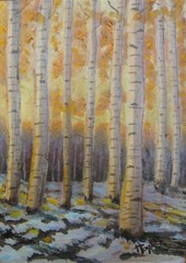 ACEO Card Aspen Gold From an original Painting by William W. Hoyt