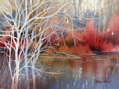 Original Watercolor 9X12 Pamela Wilhelm Watercolor & Gouache Abstract Landscape