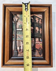 Vtg FramedHand Painted 3D Woodgraph Bourbon St New Orleans By Dore Skidmore 1991