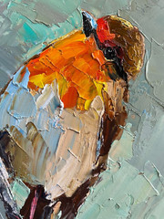 Original oil painting Robin bird Bird lover gift Hand painted Nature art 8 x 8