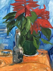 UNKNOWN EXPRESSIONIST – STILL LIFE WITH FLOWER POT BOTTLE JUG … 104 X 72 CM