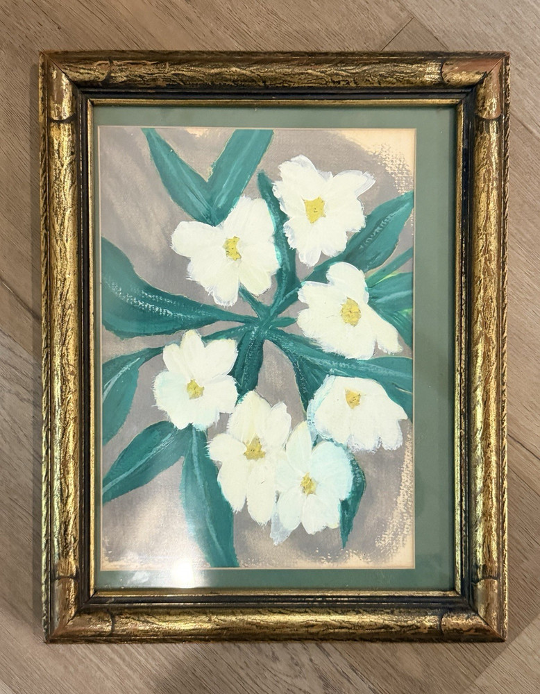 Floral Still Life Painting, Framed Wall Art, White Flowers, Single Piece