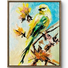TITA PAINTZ Yellow Bird Textured Painting Original Wall Art 8×10