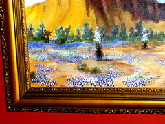 Original Buebonnet LandscapHouse Water Will Bird Blooming Yucca TX VINTAGE Oil