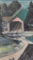 Vintage Signed Framed Matted Watercolor Painting of Vermont Scenery. 23″ x 19″