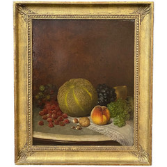 William Mason Brown Oil Painting, Still Life with Melon