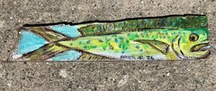 Original Acrylic Painting of Mahi Mahi by Artist Brooksie On Reclaimed Wood