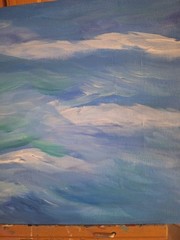 Original Hand Painted 11×14 Expressionist Ocean Blue Acrylic Panel Art Signed