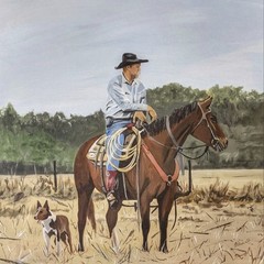Custom Horse and Rider Painting. Portrait On Canvas. Cowboy/Equestrian Horseback
