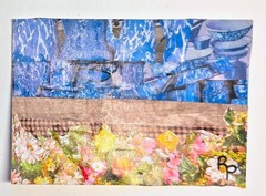 ORIGINAL ACEO Magazine Collage 2.5×3.5in OOAK landscape sky and flowers