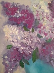 lilac original oil painting, bouquet of lilac in vase art, flower painting art