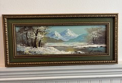 Vintage G. Whitman Original Signed Landscape Oil Painting Framed 14.5” X 6.5”
