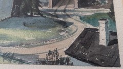 Vintage Signed Framed Matted Watercolor Painting of Vermont Scenery. 23″ x 19″