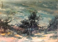 Green Lakes Park Winter 18 x 24 in. Acrylic on archival board Hall Groat Sr.