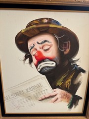 Clown Painting Rusty Rust EMMETT KELLY Oil Canvas 1982 17/250 24″ x 20″ News