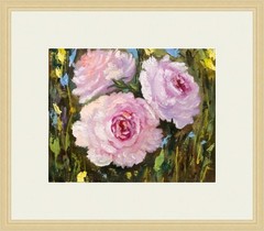 Blooming flowers peonies, Wildflower original, Impression oil painting