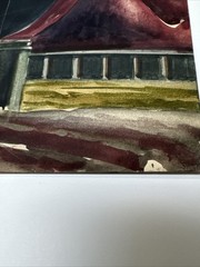 Antique Wpa Painting Cityscape American Street Car Urban Regionalism Industrial