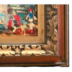 Pair Mid-Century Oil Paintings Signed Rico + Harbor Scene–Palette Knife–Framed