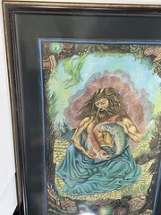 Original Painting on Cloth Astrology Zodiac Pisces Neptune Jupiter Tarot FRAMED