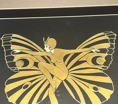 VTG Original Di Kaye ART DECO BUTTERFLY LADY erte Style Watercolor 22×25” Framed