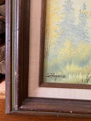 vintage oil landscape painting on canvas art fall aspens Colorado Rockies framed